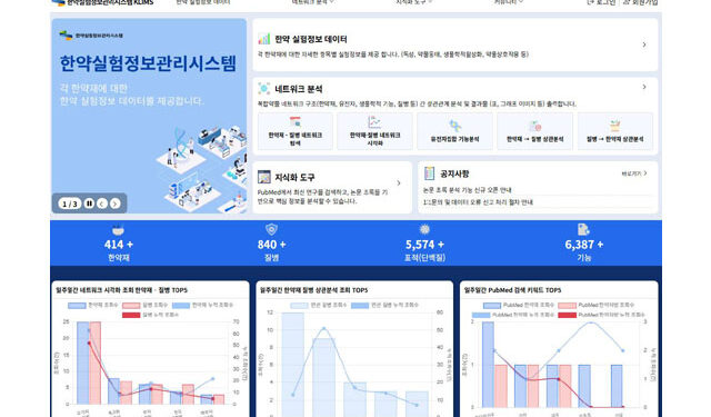 한의약진흥원, “한약재 실험정보 제공” 플랫폼 오픈