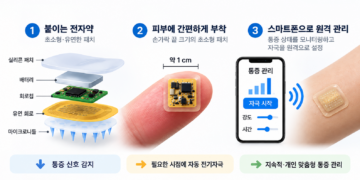 전침에서 웨어러블 경혈자극으로⋯‘붙이는 마이크로니들 전자약’ 스마트폰 원격관리!